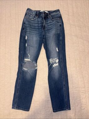 Hollister Distressed Mom Jeans - Dark Blue
